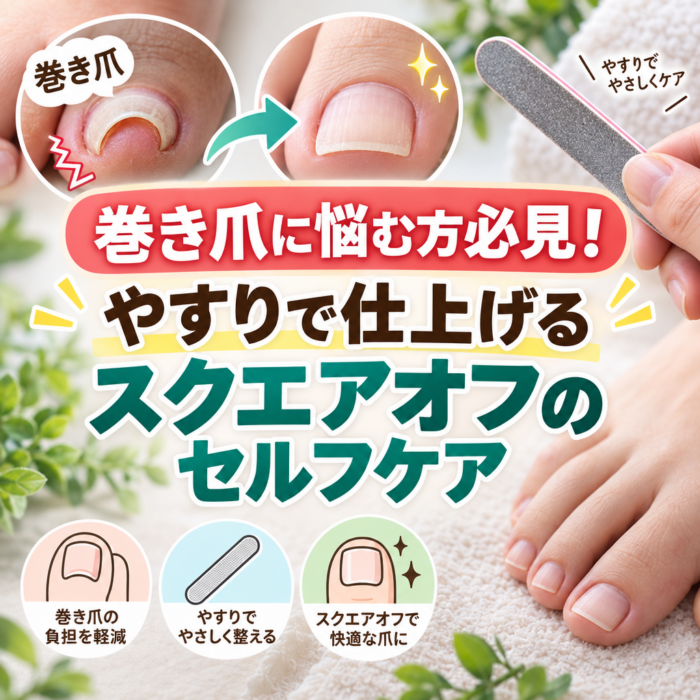 巻き爪に悩む方必見！やすりで仕上げるスクエアオフのセルフケア