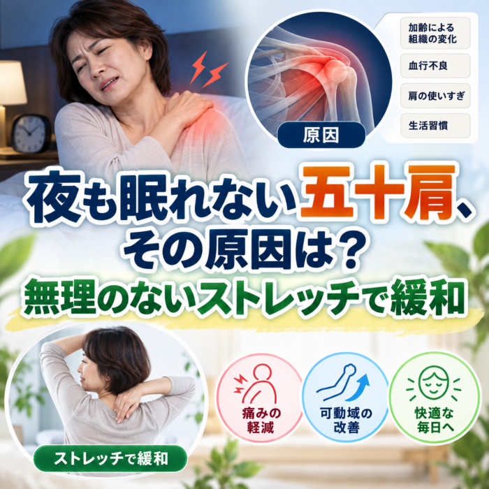 夜も眠れない五十肩、その原因は？無理のないストレッチで緩和